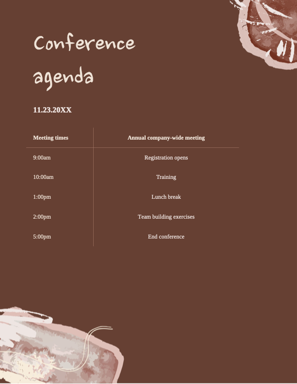 Rustic conference agenda
